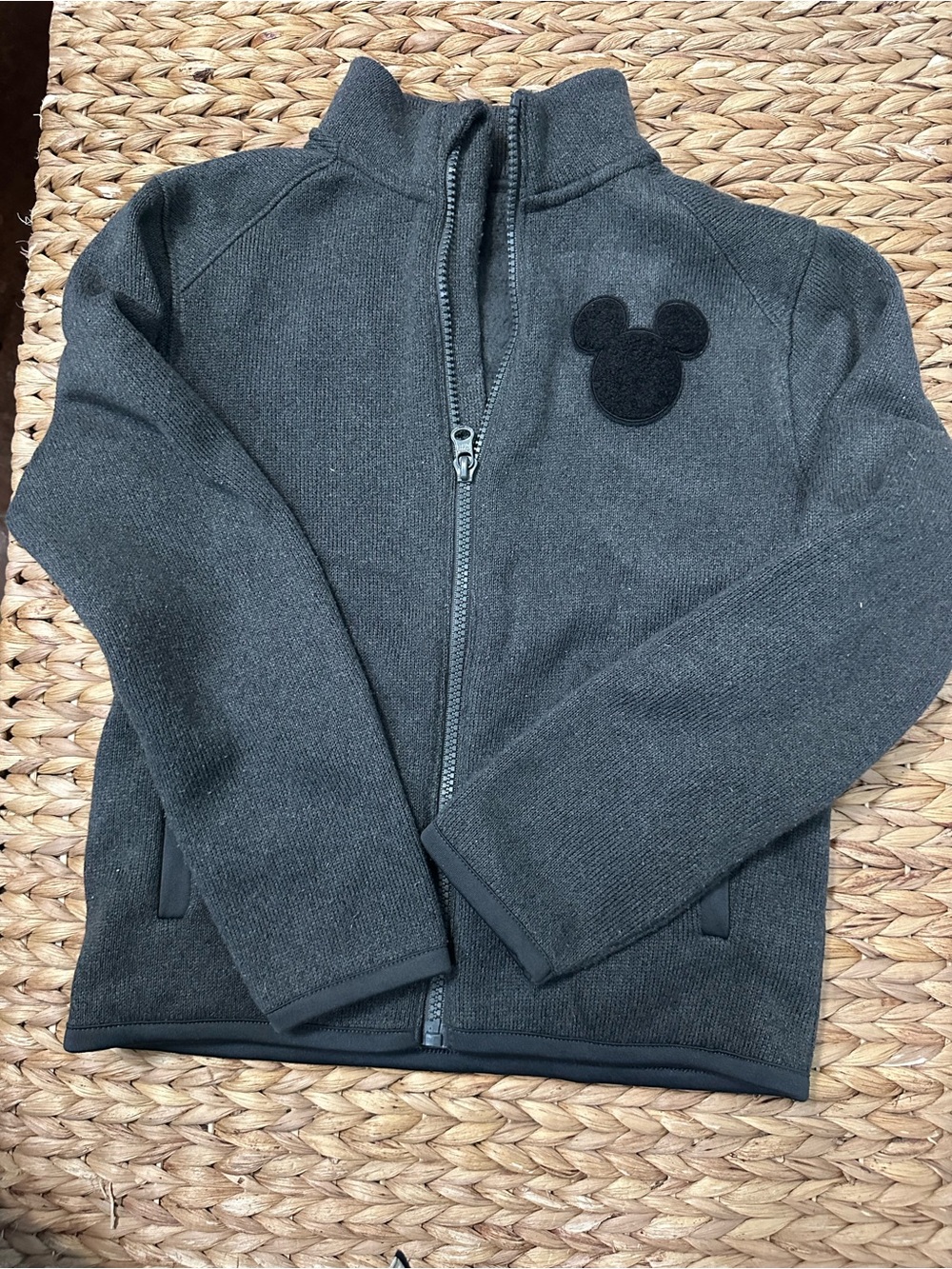 Old Navy Dark Gray Kids Full-Zip Hoodie with Mickey Patch